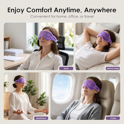 MORLIDEN Heated Eye Mask for Dry Eyes & Stye - Microwavable Warm Compress | For Blepharitis, Chalazion, MGD-Lightweight, No Heavy Pressure-Reusable Moist Heat Mask with Natural Flaxseed (Lavender) - color: Lavender
