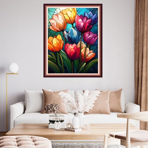 Fanxvivy Stamped Cross Stitch Kits for Beginners Full Range of Cross Stitching Preprinted Embroidery Kits for Adults, 11CT Embroidery Pattern Needlepoint Kits-Magical Flowers 16x20 inch - color: Artdesign02