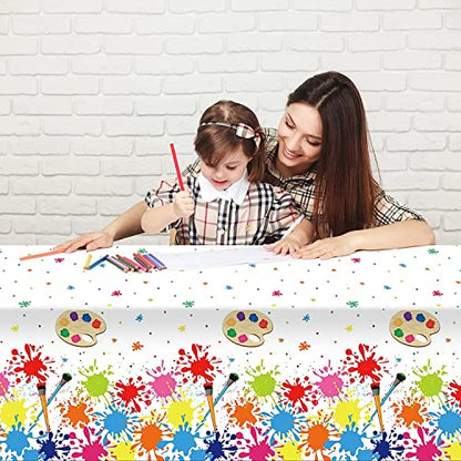 gisgfim 3 Pcs Art Party Decorations Art Paint Party Tablecloth Decoration Supplies Plastic Arts Parties Table Cover Artist Birthday Parties Decor for Kids 105 x 54 inch