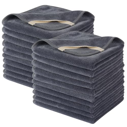 Microfiber Facial Cloths Fast Drying Washcloth 12inch x 12inch Grey 20 pack - color: Grey, size: 1 Count (Pack of 20)