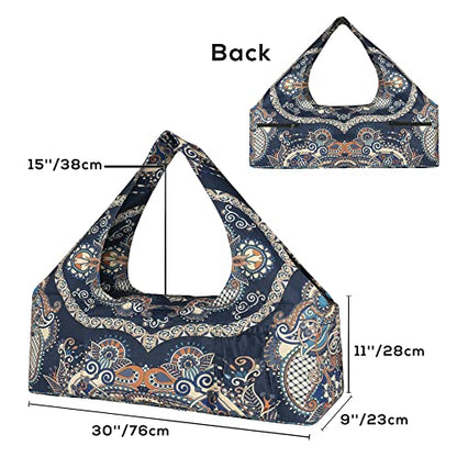 Yoga Mat Bag - Large Yoga Bag with Yoga Mat Strap, Zipper and Pockets - Yoga Bags and Carriers Fits All Your Stuff - Personalized Yoga Mat Bags for Women Fits Most Size Mats - color: Ancient Totem