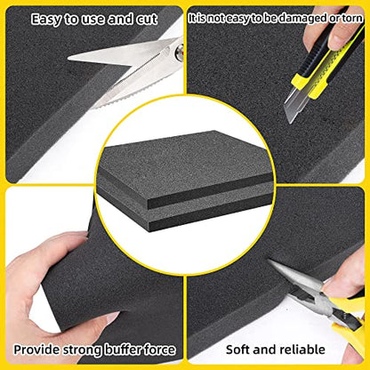 DECOHS 4 Pcs Polyurethane Foam Sheet- 16 x 12 x 1 Inch Cuttable Foam Inserts for Cases- Packing Foam Pads for Toolbox Camera Storage and Crafts - size: 16x12x1 inch