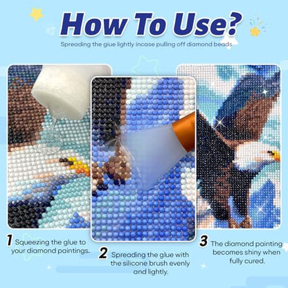 Diamond Painting Sealer Kits 240ML with 2 Silicone Brushes,2 Pack Diamond Art Glue Sealer,Diamond Painting Glue Glossy Finish Accessories,Permanent for Gem Painting,Puzzles,Coaster.(8OZ) - color: J002-diamond sealer 240ML
