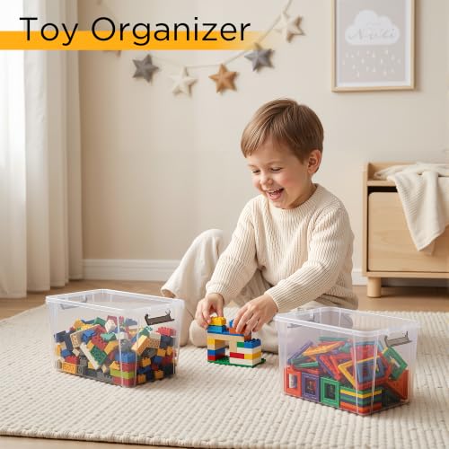 Citylife 6Packs 7.8Qt Plastic Storage Bins with Lids, Clear Organizer | Stackable totes Containers for Craft Supplies, Documents,Garage,Toys,Office and Classroom - color: Clear White, size: 7.8 QT(6 Pack)