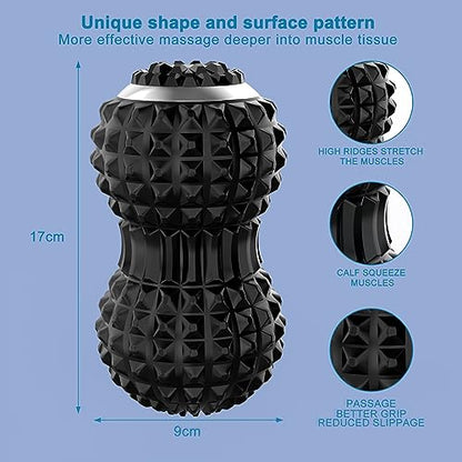 Uppye Vibrating Massage Ball for Pain Relif, Mobility Ball for Physical Therapy and Workout Recovery, Deep Tissue Myofascial Release Tools - Back, Shoulder (Peanut Head Vibrating Massage Ball Black) - color: Black