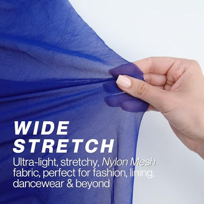 Zelouf Fabrics Blue Nylon Mesh Fabric by The Yard | Stretchy Soft Power Mesh See-Through Fabric for Costumes, Lining, DIY, Crafts, Dancewear - 3 Yards - color: Blue, size: 3 Yard