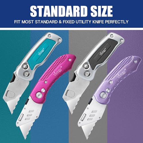 Vickay Utility Knife Blades, SK5 Box Cutter & Razor Blades-Assorted Color | 60 Pack Standard Replacement Blades for Heavy Duty Box Cutter Refills, for Cardboard, Leather, Drywall, Carpet, Rope, etc - color: Assorted Color, size: 60 Pack