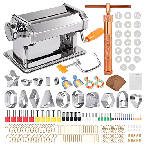 Yofuly Polymer Clay Machine Set - Press, Roller, Extruder, 40 Circle Cutters & 120 Earring Accessories