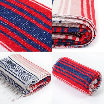 Peryiter 9 Pcs Mexican Yoga Blanket Striped Falsa, 45x70,Retro Colors - color: Retro Colors