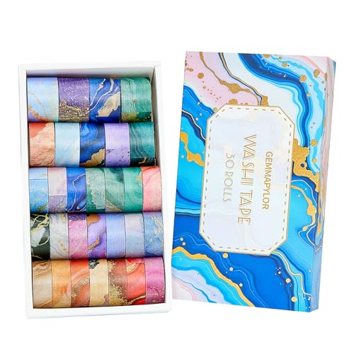 Marble Washi Tape Set 30 Rolls,Decorative Masking Tape for Junk Journal, Scrapbooking Supplies, DIY Crafting Supplies - style: Marble