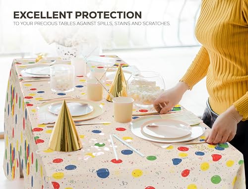 Utopia Kitchen Plastic Table Cloth Disposable [Birthday Check, 12 Pack] | 54x108 Inch Rectangle Tablecloth Waterproof Stain Resistant Party Table Cover - color: Birthday, size: 54X108 Inch - 12PC