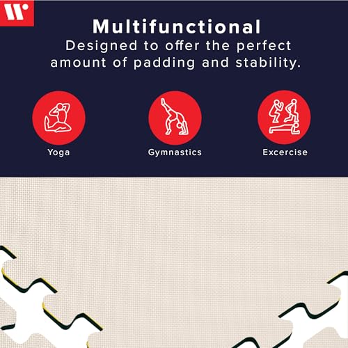We Sell Mats 1/2" Thick Multipurpose EVA Foam Exercise Floor Mat, Interlocking Tiles, Anti-Fatigue for Home or Gym, 24 in x 24 in, 12 Tiles, Cream - color: Cream, style: 48 Square Feet (12 Tiles)