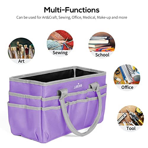 JJRING 600D Nylon Craft & Art Organizer Tote Bag With Pockets, Purple | Art Caddy Storage Bag For Art, Craft, Sewing, Medical, & Office Supplies - color: Purple, size: Small