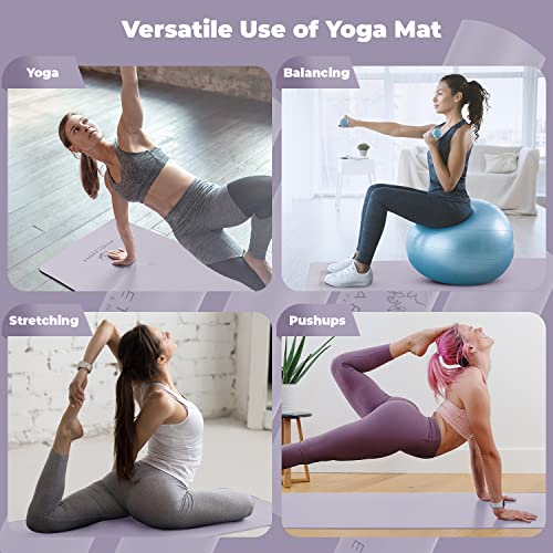 Secret Garden Blossom Exercise Mat 5mm Thick Non-Slip for Yoga, Pilates & Meditation - color: Lavender