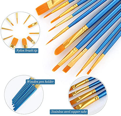 AROIC Paint Brush Set, 3 Pack 30 Pcs Acrylic Paint Brushes | Artist Paint brushes for Oil Watercolor Acrylic Face Rock Painting - size: 30pcs-blue