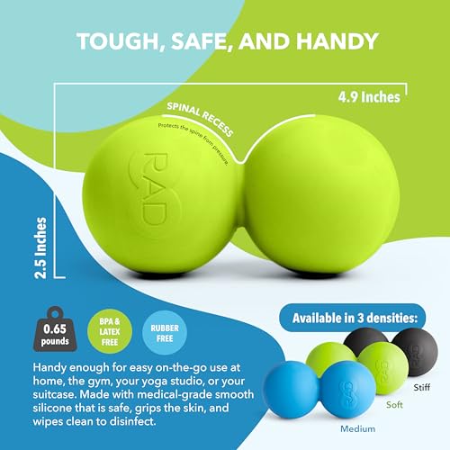 RAD Roller Soft Peanut Roller Ball Massager - Soft/Low Density Peanut Massage Ball - Myofascial Release for Back, Feet, Neck, Psoas - Suboccipital Release Device, Thoracic Spine Roller Balls - style: Soft/Low Density