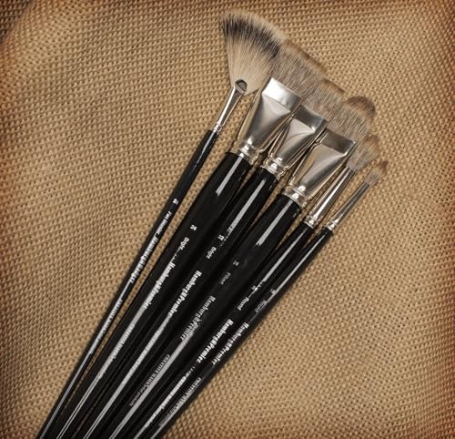 Creative Mark Hamburg Premiere Professional Oil Painting Brushes - Medium Asst Set of 4 Handmade Oil Paint Brushes w/ #14 Filbert - Natural & Synthetic Blend, Long Triple-Lacquered Birch Handle - size: Medium - Set of 5