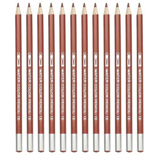 PATIKIL Watercolor Pencil, 12Pcs Water Soluble Pencils for Blending, Coloring, Sketch Drawing, Painting, Bright Brown - color: Bright Brown