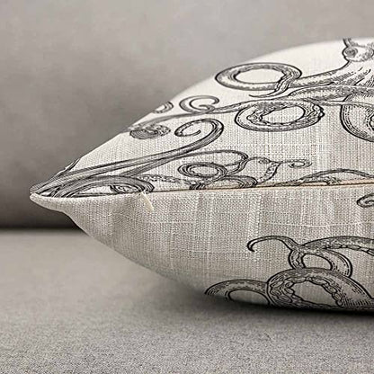 TKS MITLAN Octopus Throw Pillow Case Cushion Cover Tentacles in a Rough Wood Cut Style Linen Couch Bed Sofa Car Waist Cushion Cover 12 x 20 inch - color: Octopus 2, size: 20" x 12" (Pack of 1)