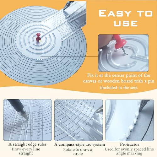 3-in-1 Mandala Ruler Tool with Holes, Mandala Dot Art Circle Maker, Compass Protractor Straight Ruler for Dot Art Geometric Mandala Pattern Design, Medium Size (30cm/12) - color: 30cm/11.8”