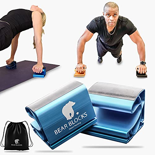 Pushup Bars - Safe Push Up Bars - Strength training Pushup Stands Perfect for Home Gym & Traveling Fitness - Lightweight, Non-Slip Bodyweight Training Workouts Blocks - color: Blue