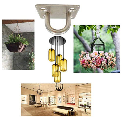Ihomepark Heavy Duty Pad Eye Plate Staple Ring Hook Loop U-Shaped Sail Shade Hardware - Wall Ceiling Hammock Hooks Hanger for Swing Suspension - Stainless Steel - size: M 6