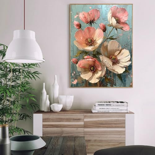 Paint by Numbers Kit for Adults,Flower DIY Paint by Number With Frame | Paint by Number for Beginner,Adult Paint by Number,HD Color Canvas,DIY Tool Kits,Stress Relief Craft,Great Gift,10X12 inch - color: MT6172