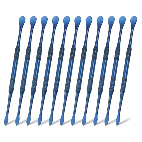 HARFINGTON 11pcs Wax Carving Tool 4.75" Double-Headed Stainless Steel Sculpture Tools Kit Modeling Engraving Sculpting Spoons for Clay Pottery Crafts Shaping, Navy Blue - color: Navy Blue