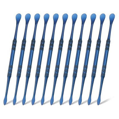 HARFINGTON 11pcs Wax Carving Tool 4.75" Double-Headed Stainless Steel Sculpture Tools Kit Modeling Engraving Sculpting Spoons for Clay Pottery Crafts Shaping, Navy Blue - color: Navy Blue
