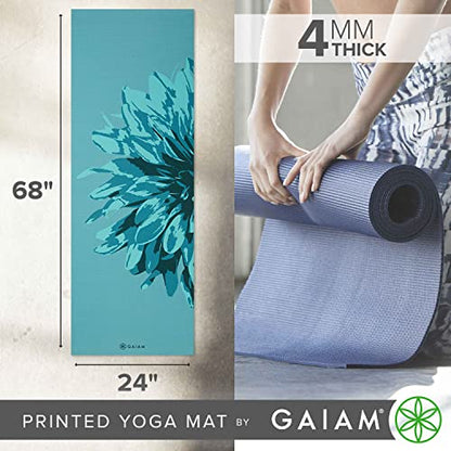 Gaiam Yoga Mat Classic Print, 4mm Non-Slip Mat - color: Vibrant Flourish