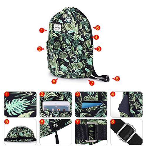 XEYOU Drawstring Backpack Bag Sport Gym Sackpack Beach Cinch Bag | Lightweight Swimming Bag, Water-Resistant Fabric, Travel Daypack for Women and Men - color: Banana Leaf