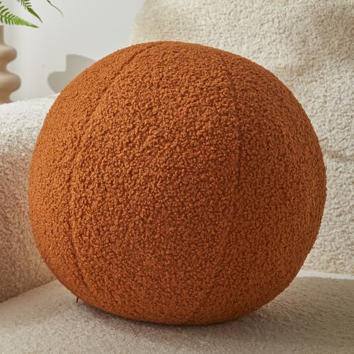 Ball Pillow,Brown Round Throw Pillow 11.8 Inches - color: Brown Ball
