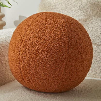 Ball Pillow,Brown Round Throw Pillow 11.8 Inches - color: Brown Ball