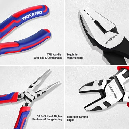 WORKPRO Pliers Set, 20-Piece Pliers Set with 2-pack Organizer Rack | Channel Locks Plier and Vise Grip Plier Assortment