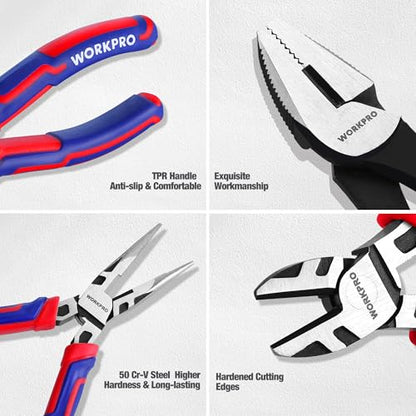 WORKPRO Pliers Set, 20-Piece Pliers Set with 2-pack Organizer Rack | Channel Locks Plier and Vise Grip Plier Assortment