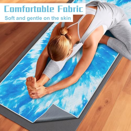 Yoga Mat Towel, Hot Yoga Towel High-Definition Pattern, Machine Washable with Ultra-Absorbent Yoga Towels for Hot Yoga Non Slip for Fitness, Exercise, Pilates, 72 x 27 in,Blue & White - color: Blue & White