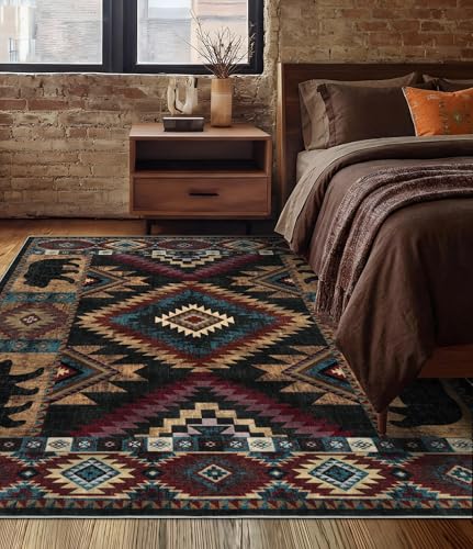 YIHOUSE Washable Western Cabin Area Rugs 4x6 Brown - color: Bear, size: 4'x6' (Rectangular)