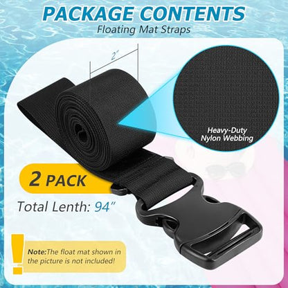 Enhon 2 Pack Floating Mat Straps Nylon with Quick Buckles, 94 Inch