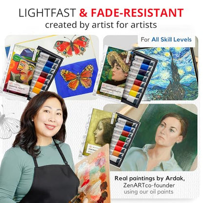 ZenART Professional Oil Paint Set - Artist Grade Yellow Ochre - 2x50ml | Non-Toxic, Buttery Consistency, Rich Pigment, Lightfast Oil Paints for Primed Surface Canvas, Fine Art, Portraits & Landscape - color: Yellow Ochre
