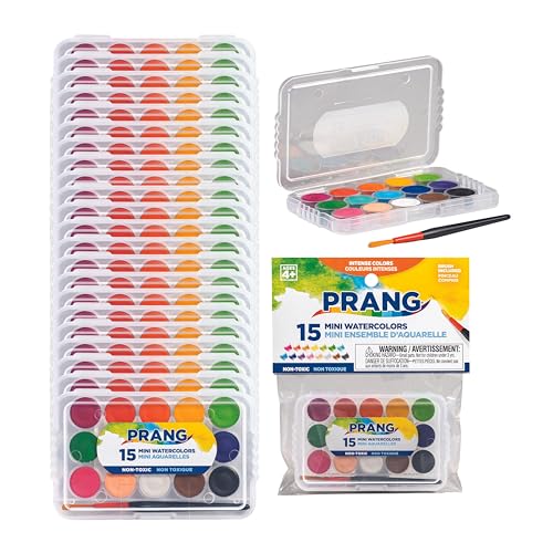 Prang Mini Watercolor Paint Set, 15 Assorted Colors, 1 Count | Perfect for painting, art lessons, crafts and creative projects