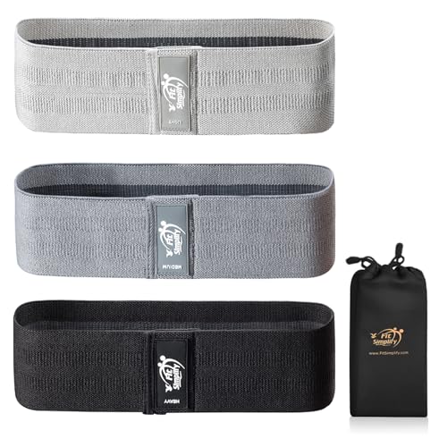 Fit Simplify Non Slip Fabric Resistance Hip Cloth Bands, Set of 3