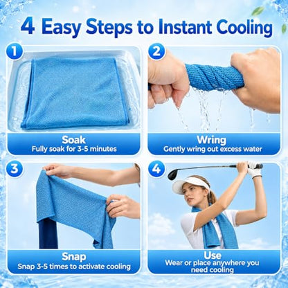 4 Pack Cooling Towels, 40" x 12" Microfiber Ice Towels for Neck & Face