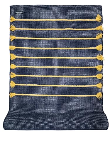 Indian Handmade100 % Organic Anti Skid Multi Colour Cotton Yoga Mat - Eco-Friendly Hand-Woven Rug - Non-Slip & Thick (24”x72”x5mm) for Hot yoga & Everyday Fitness at Home - Comfortable & Foldable Extra-Long Mat - color: Multi 16