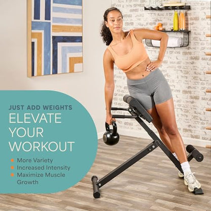 Lifepro SculptTrainer Roman Chair – 20+ Exercises, Foldable, 330 lb Cap | Hyperextension, hip thrusts, sit-ups & back extensions, 10 height positions, padded seat + dual rollers, alloy steel - color: Black, size: Medium