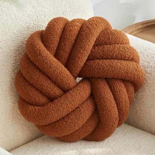 Knot Pillow,Brown Decorative Pillows 13.7" - color: Brown