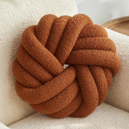 Knot Pillow,Brown Decorative Pillows 13.7" - color: Brown
