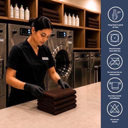Bulk 72-Pack Professional Salon Spa & Wellness Towels, 16" x 27",Dark Brown - color: Dark Brown, size: 72 Pack