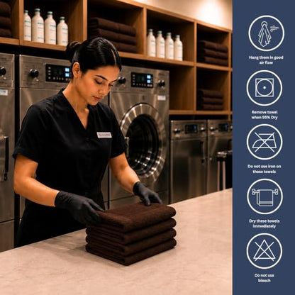 Bulk 72-Pack Professional Salon Spa & Wellness Towels, 16" x 27",Dark Brown - color: Dark Brown, size: 72 Pack