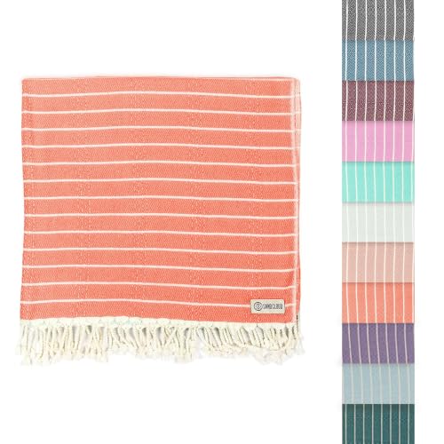 Sand Cloud Turkish Beach Towel - Sand Resistant & Quick Dry Towel | 100% Certified Organic Turkish Towel - Bath Towel or Beach Blanket for Picnic - As Seen on Shark Tank - Gocek (Coral) - color: Coral, size: 37x69