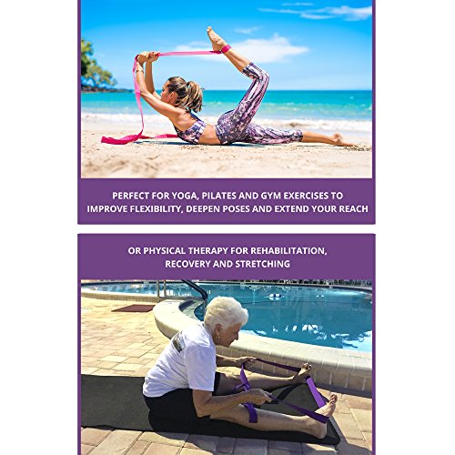 Clever Yoga - 8 ft Yoga Strap for Exercise & Physical Therapy, Leg Stretching Strap Yoga Accessories & Stretching Equipment, Leg Stretcher for Women & Men, Home Workout Essentials